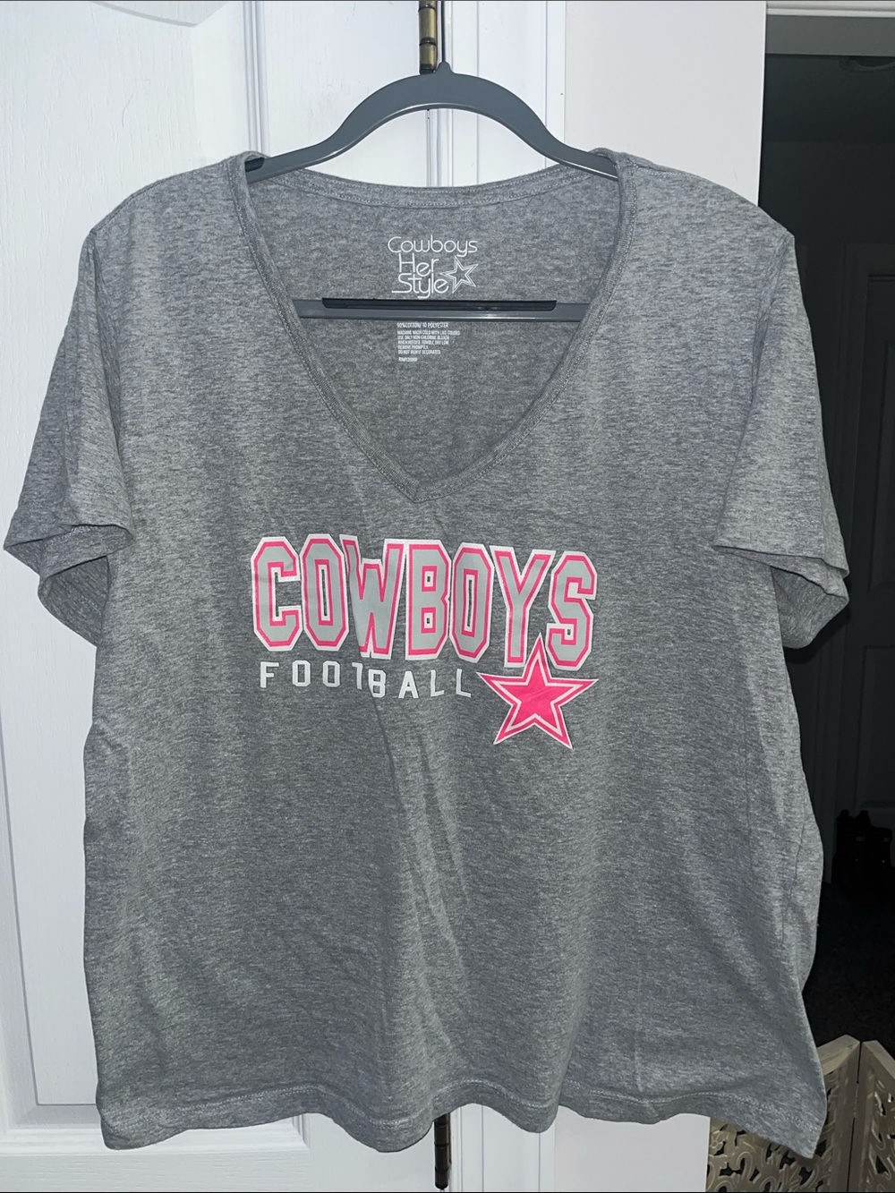 Cowboys Her Style gray & pink Dallas Cowboys short sleeve tee Size 1X